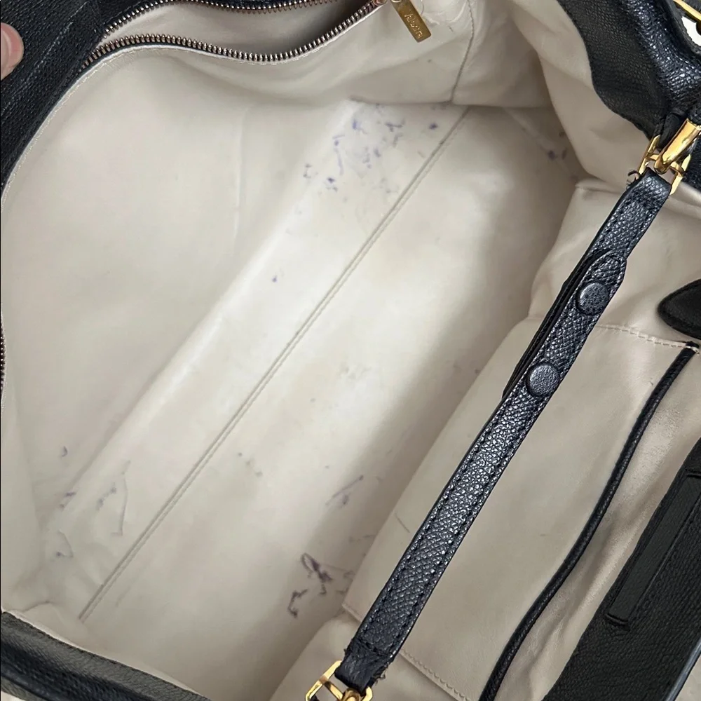 Valextra Black Leather Tote Bag Made in Italy | Structured Minimal Designer Bag - Picture 11 of 14